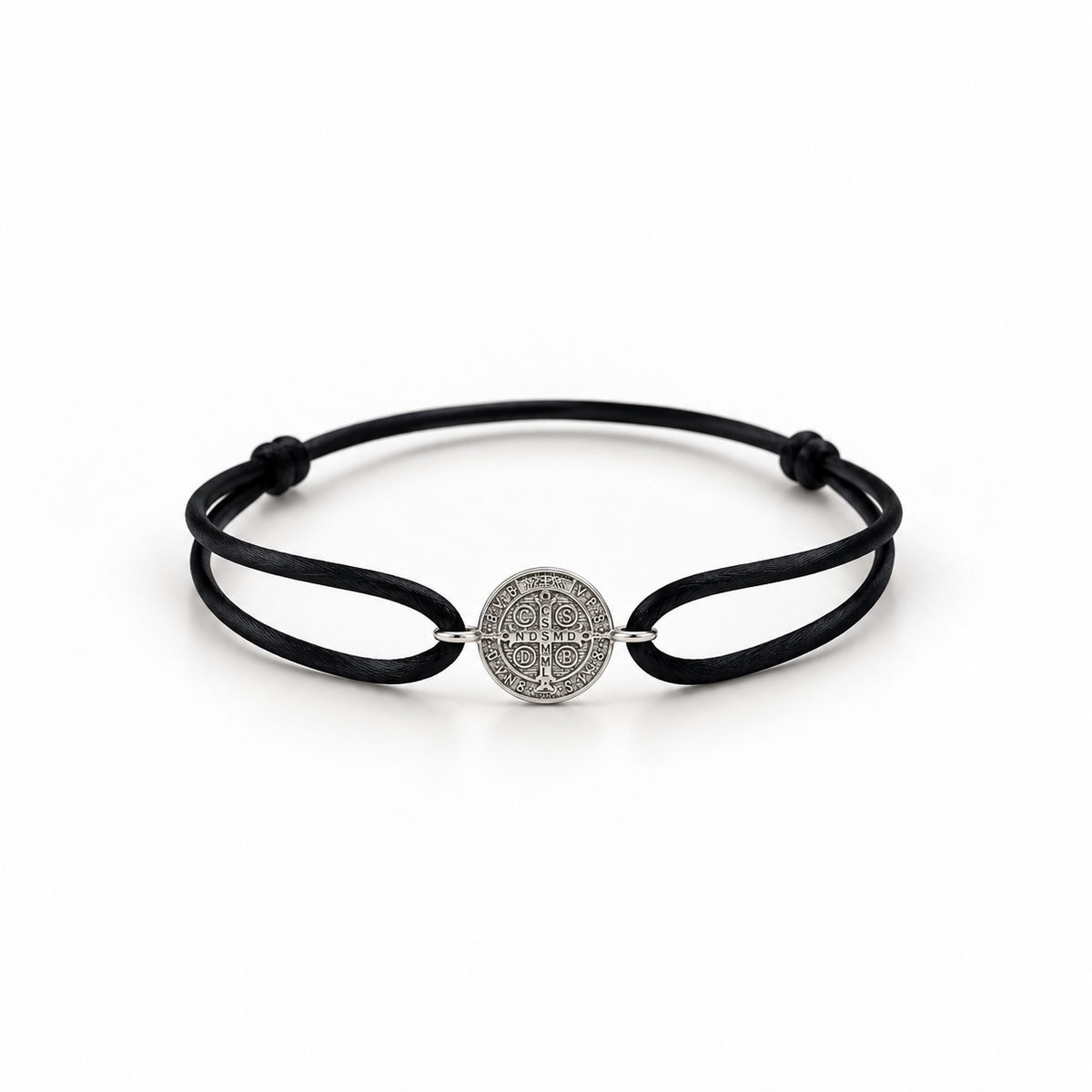 Pulseira Fio Seda Medalha São Bento Ouro 18k