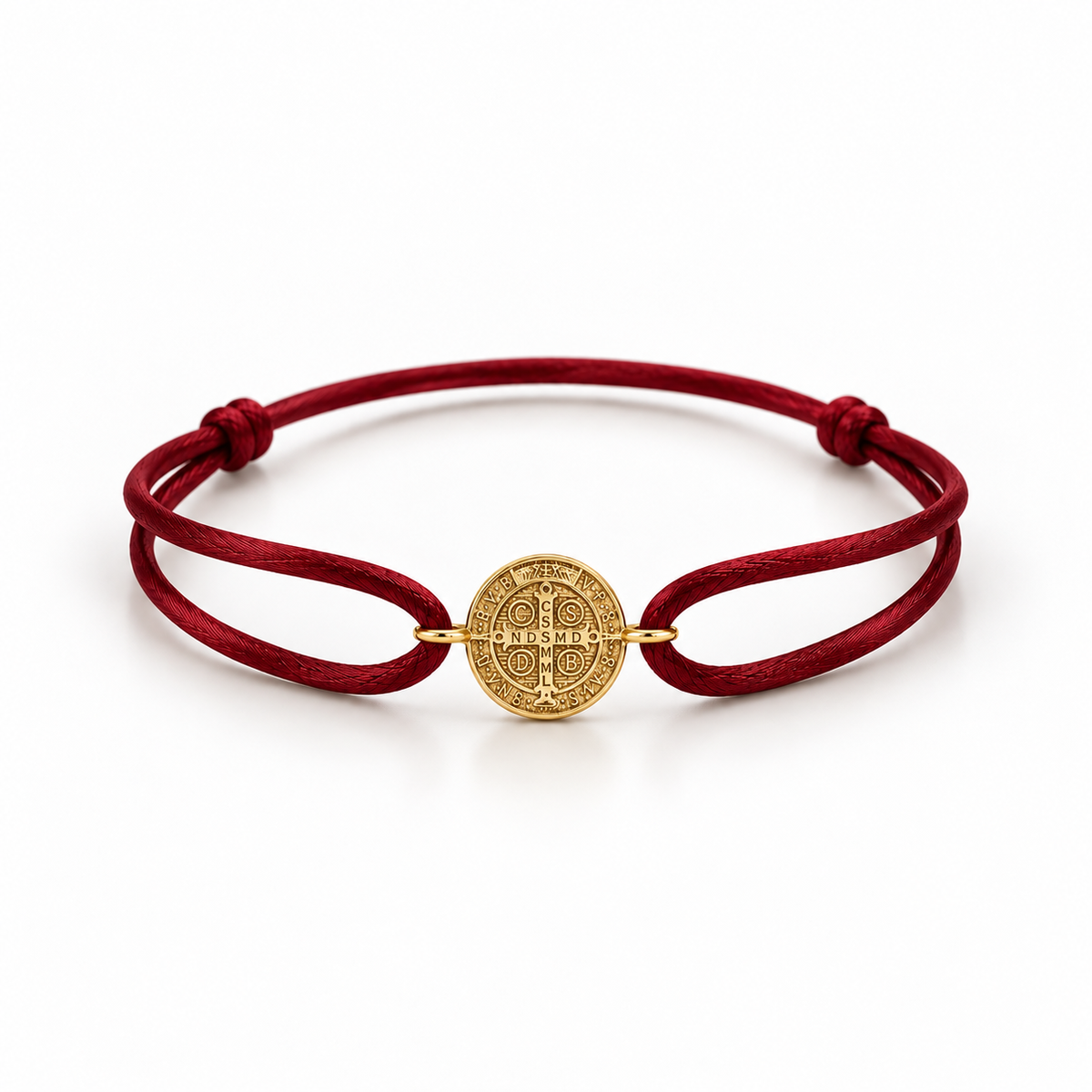 Pulseira Fio Seda Medalha São Bento Ouro 18k