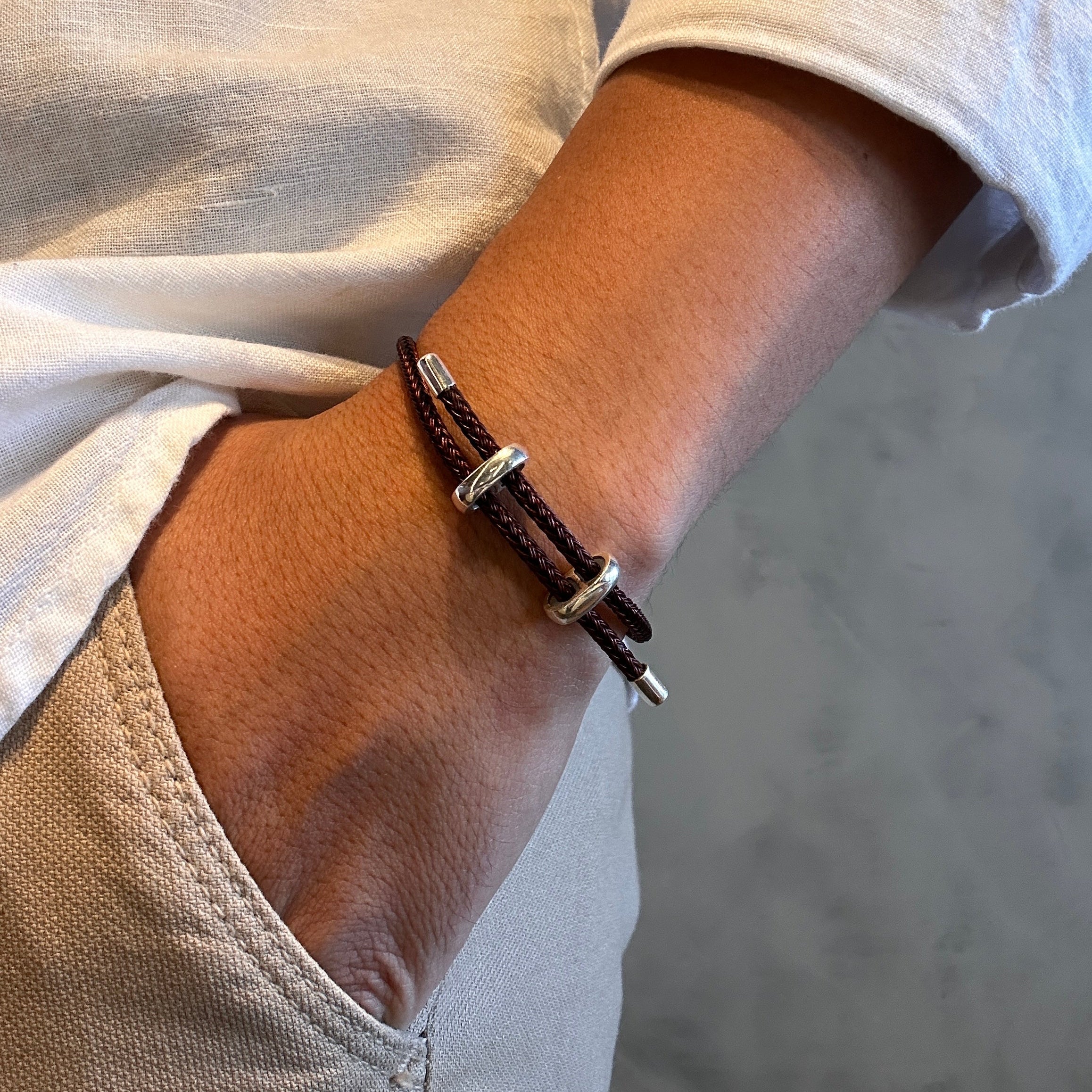 Pulseira Cadarço Steel com Prata 925