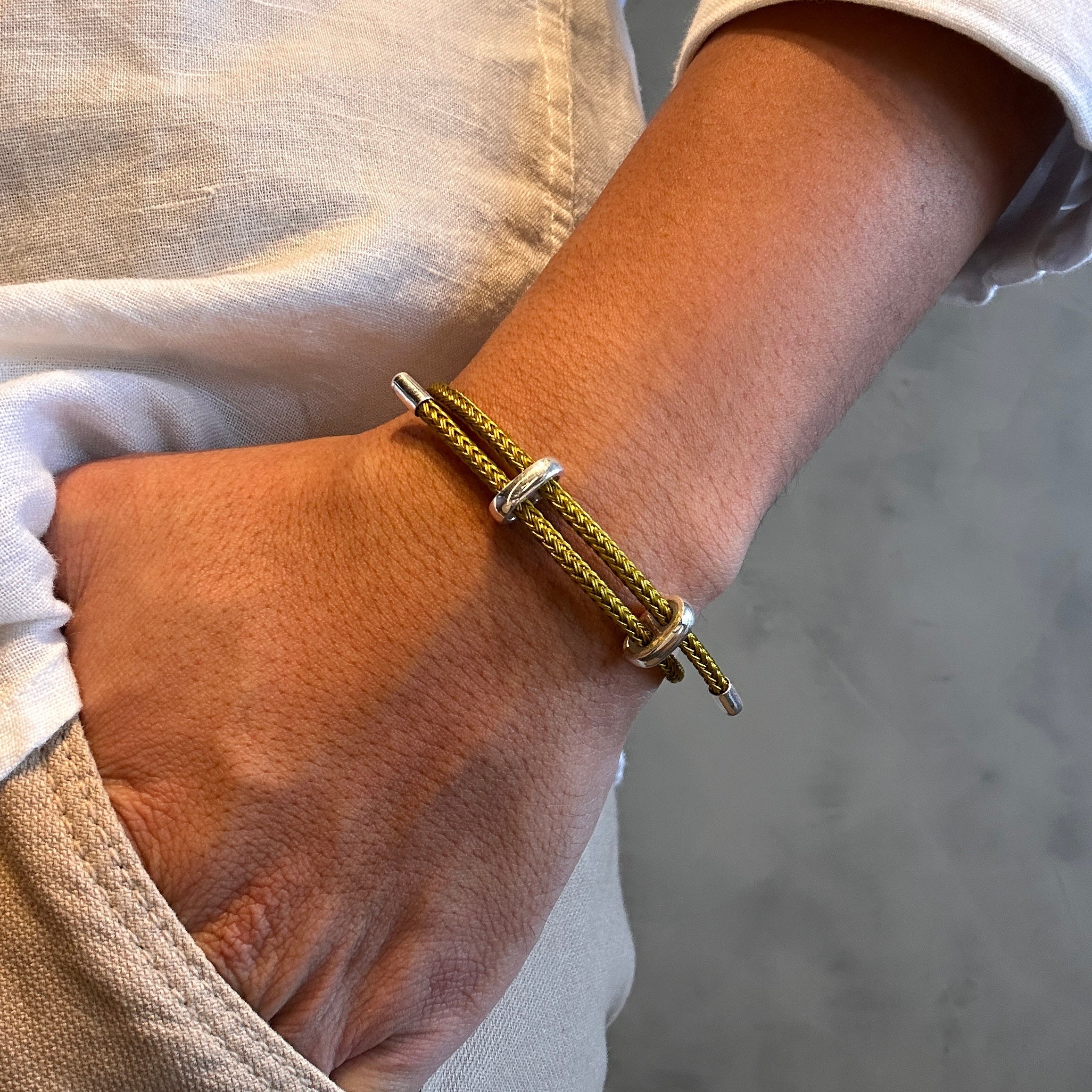 Pulseira Cadarço Steel com Prata 925