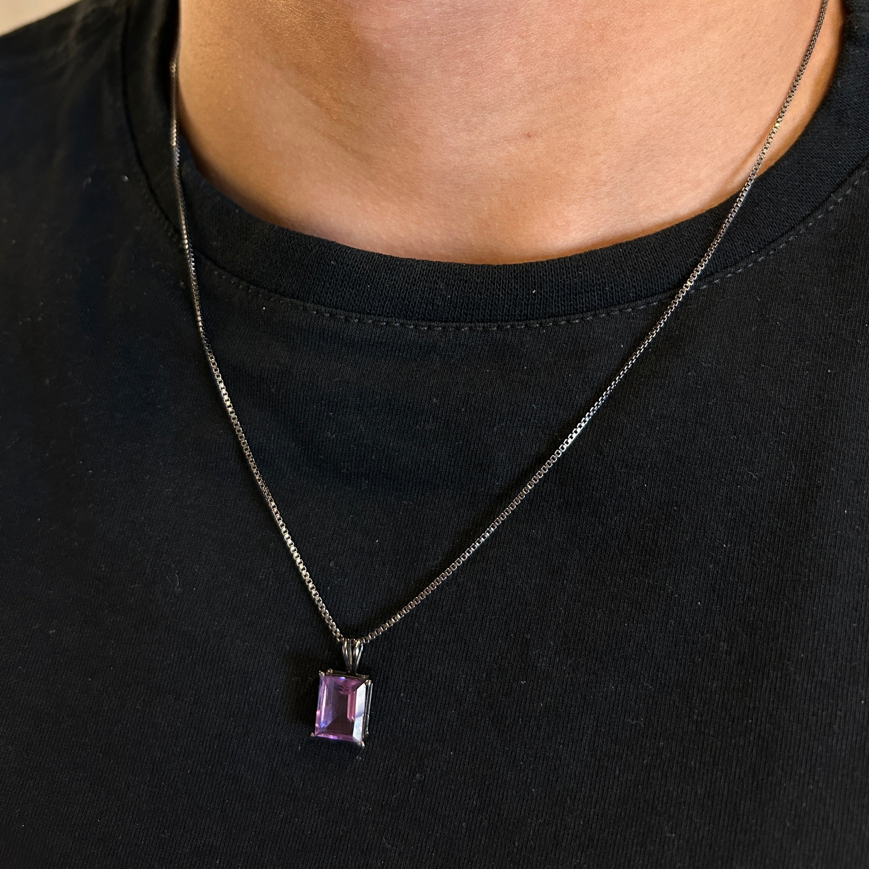 Colar Solitário Ametista 10x8