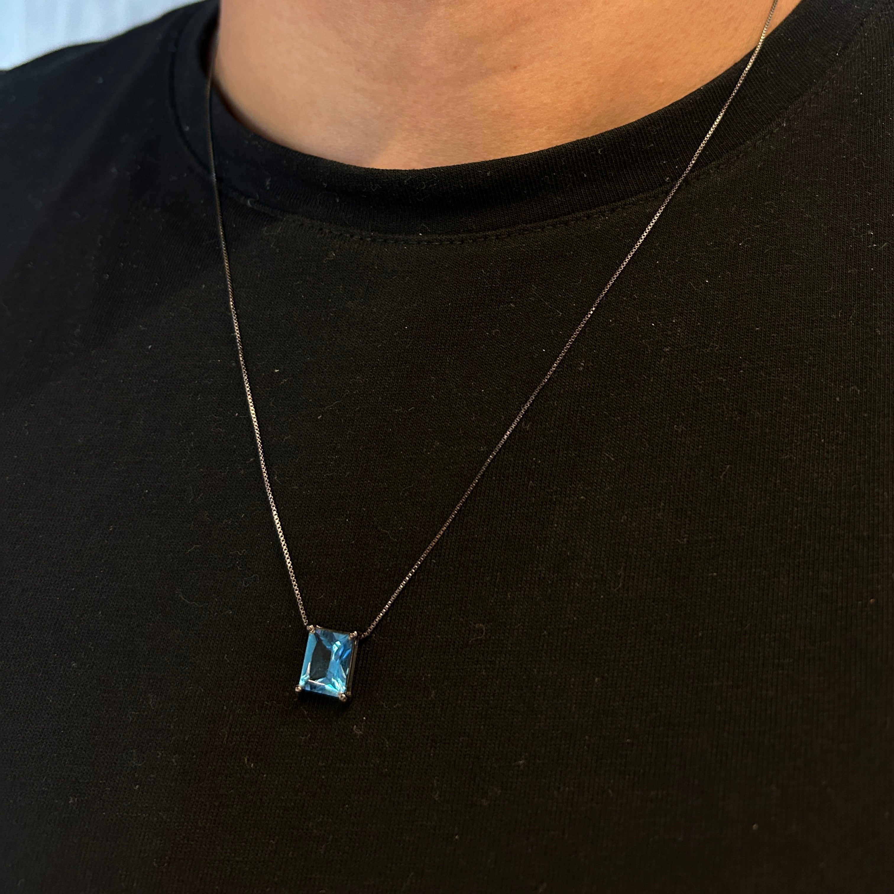 Colar Solitário Topázio Suíço 10x8