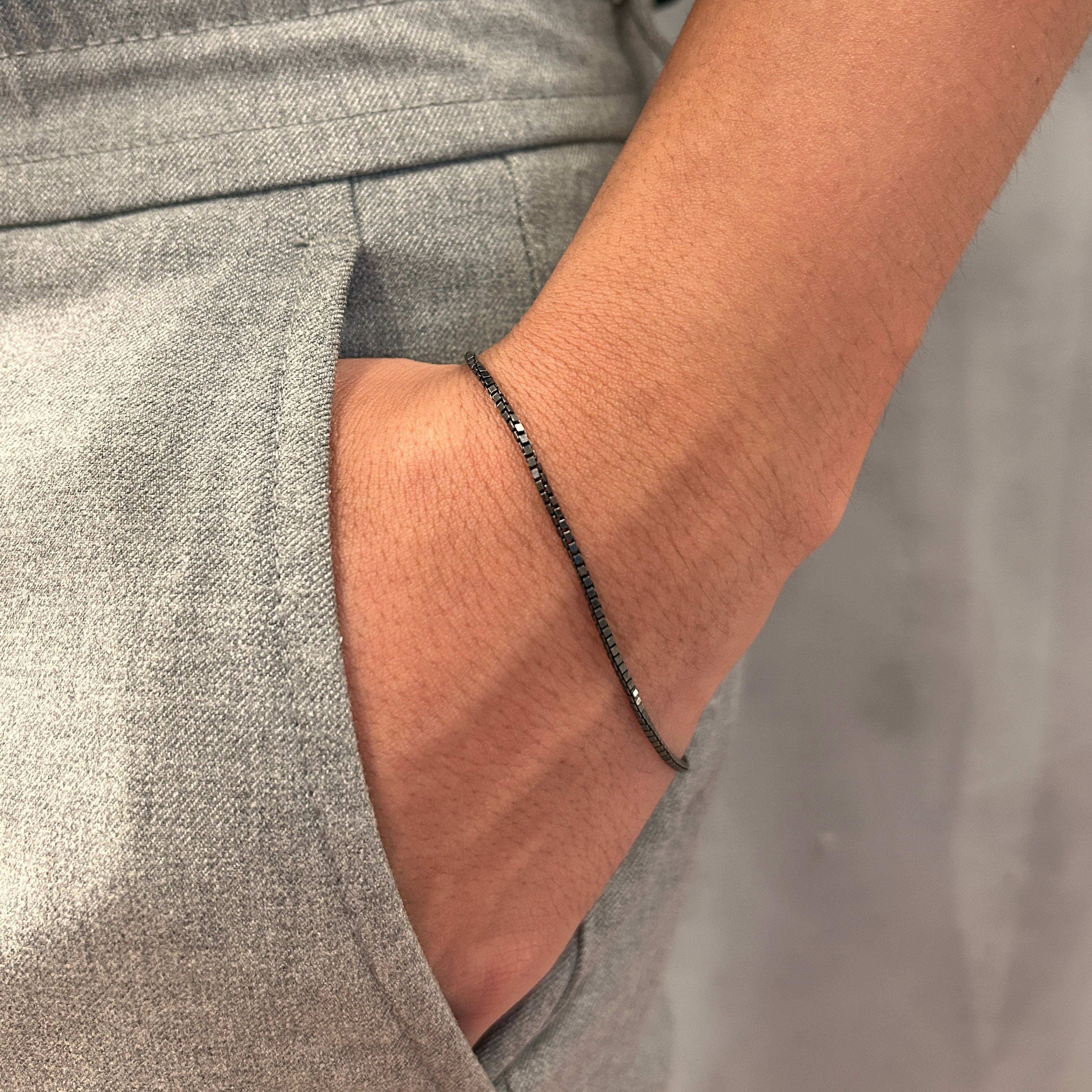 Pulseira Prata Veneziana com Ródio Negro