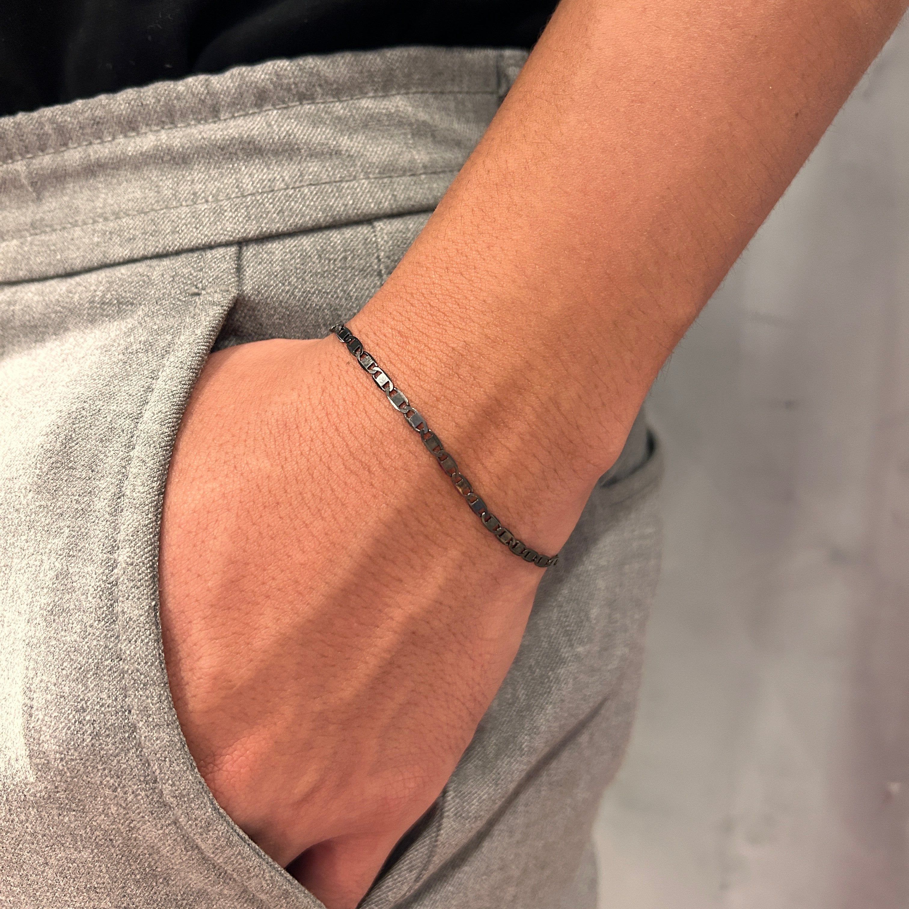 Pulseira Prata Piastrini com Ródio Negro