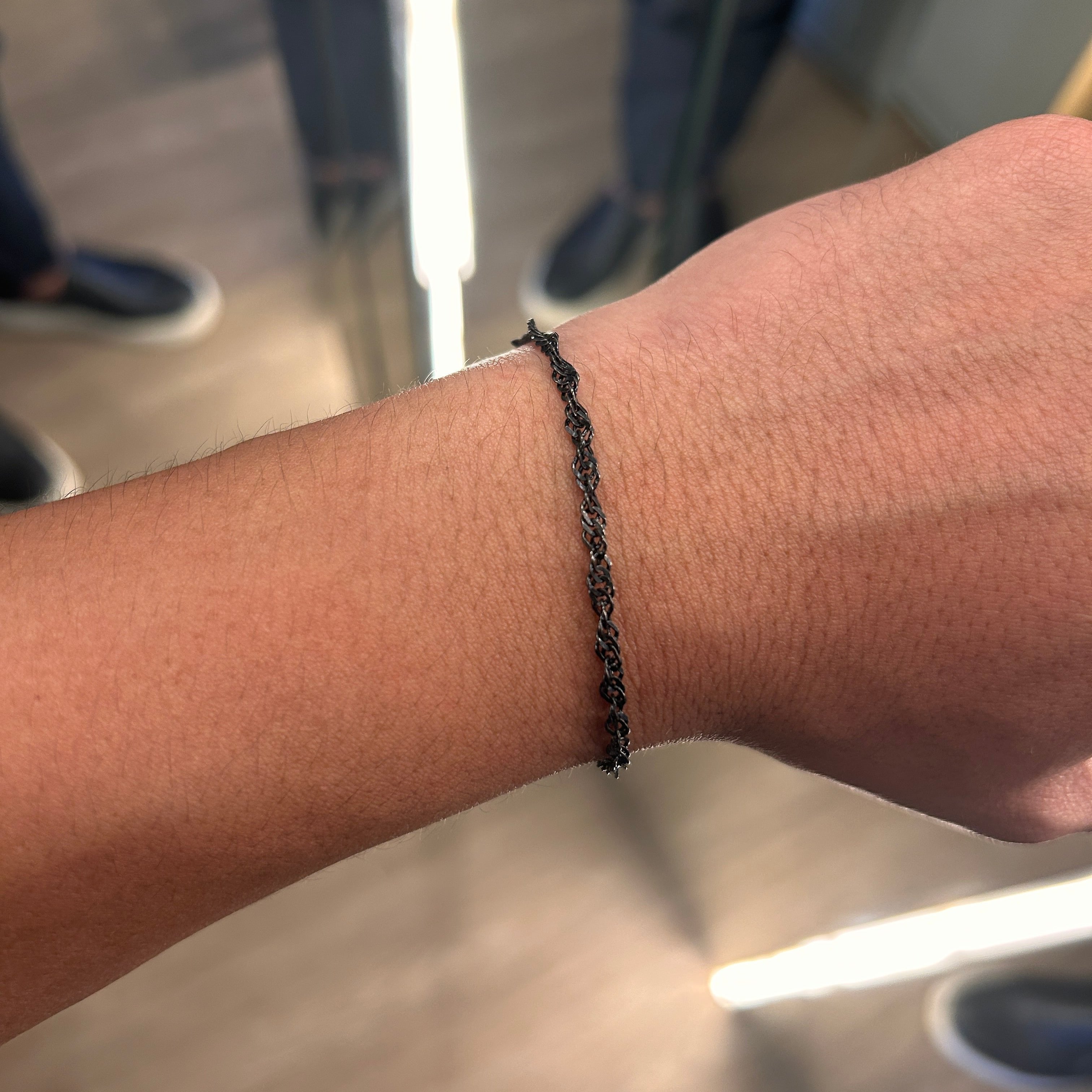 Pulseira Prata Singapura com Ródio Negro