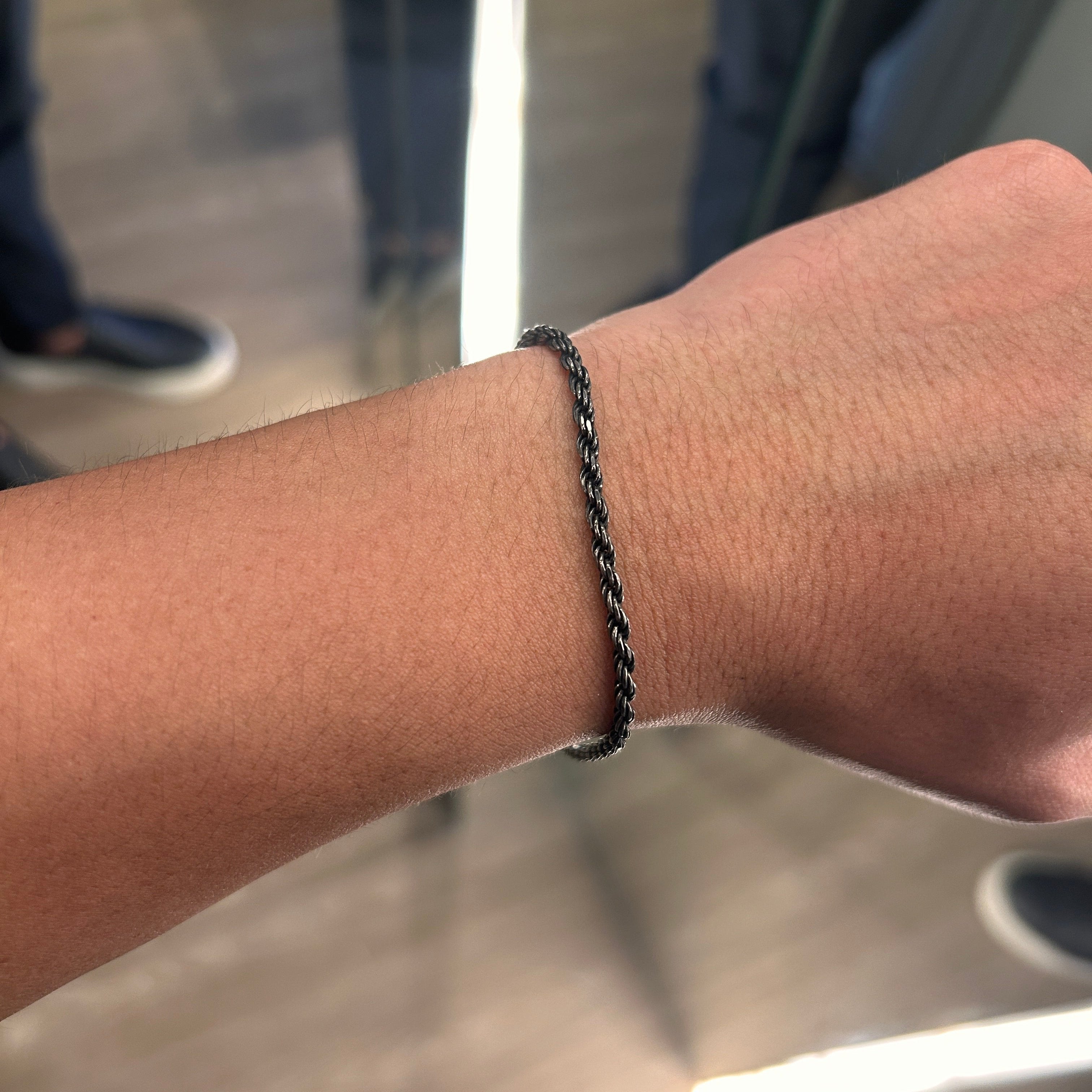 Pulseira Prata Fio Baiano com Ródio Negro