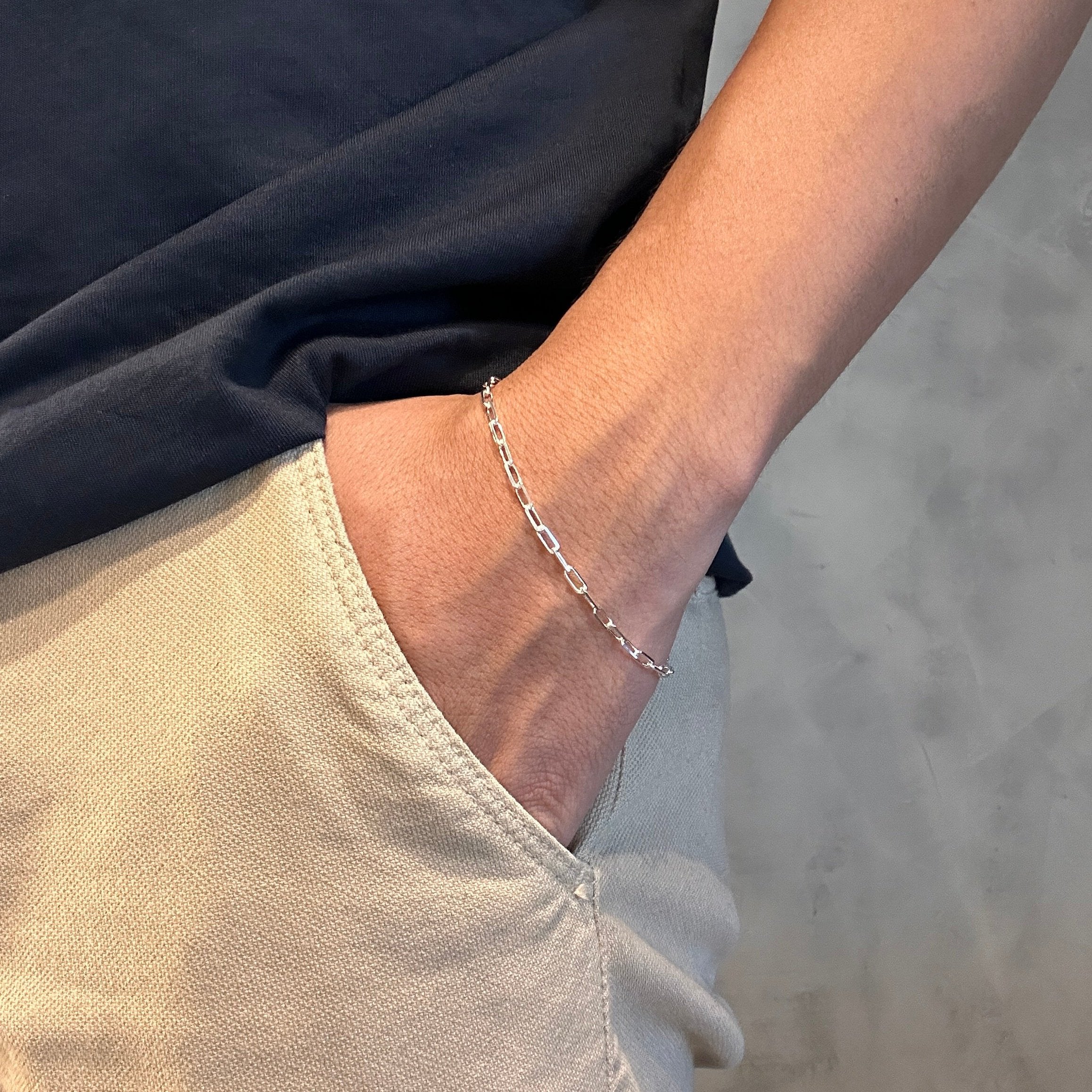 Pulseira Prata Cadeado Alongada