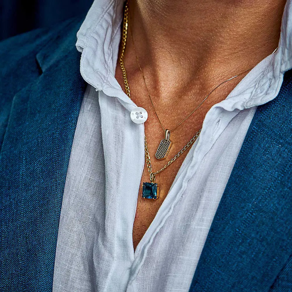 Pingente Tag do Exército Cravejado Ouro 18k em Diamante Negro