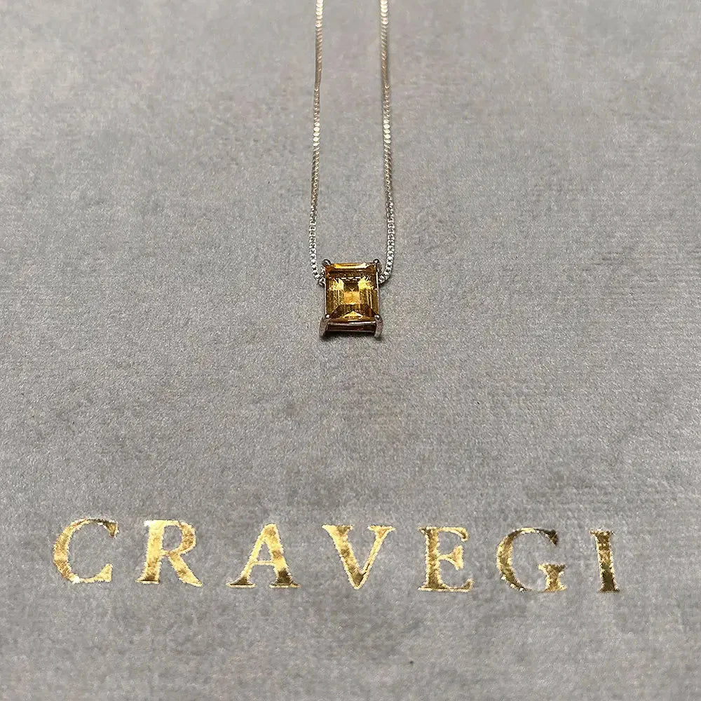 Colar Solitário Citrino 10x8