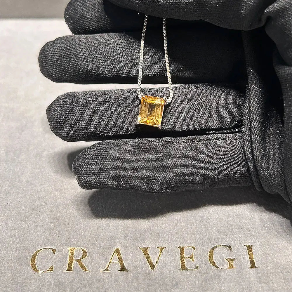 Colar Solitário Citrino 10x8