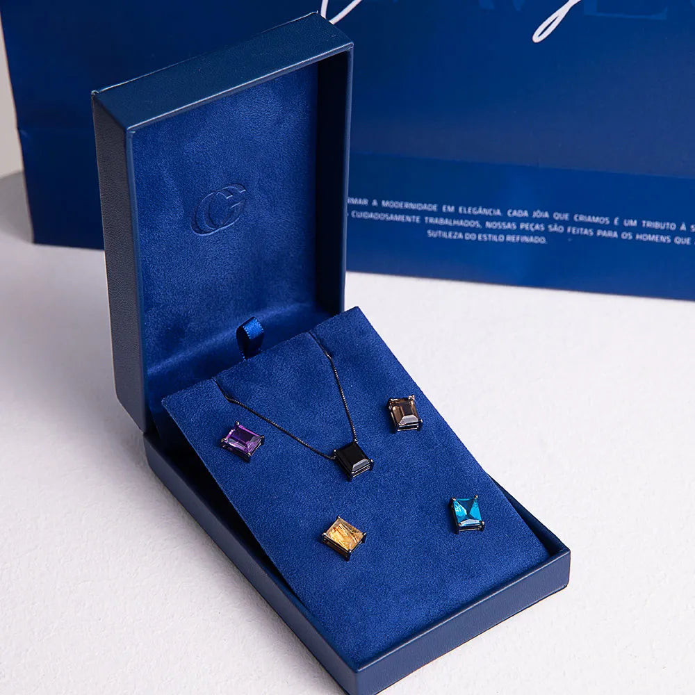 Colar Solitário Ametista 10x8