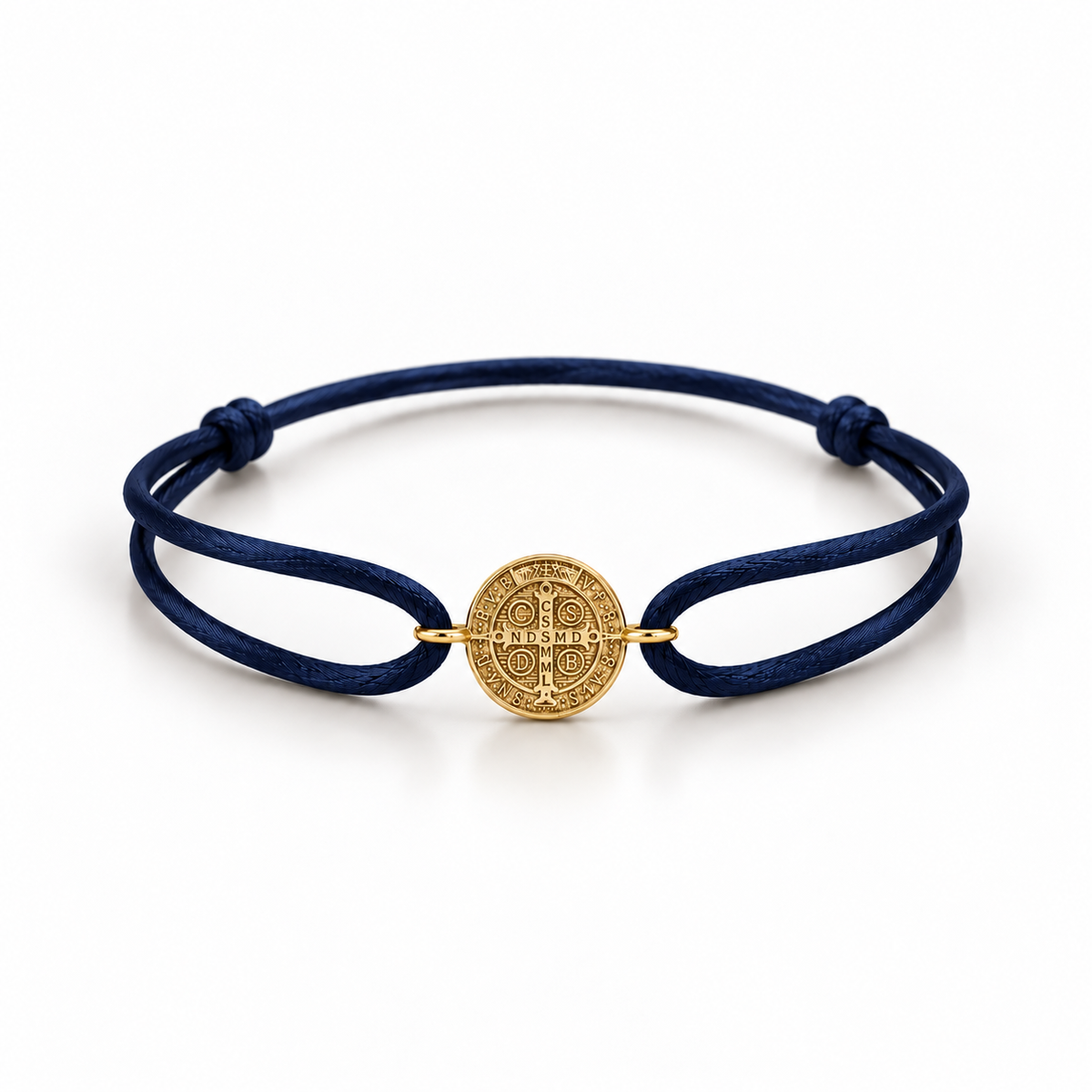 Pulseira Fio Seda Medalha São Bento Ouro 18k