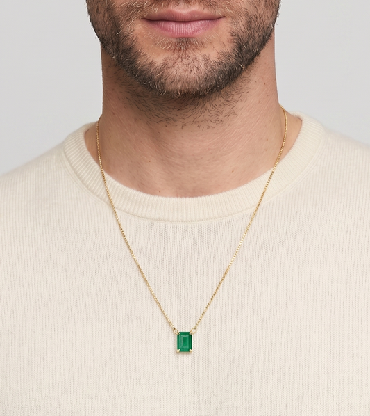 Escapulário Dupla Opção - Ouro 18K com Esmeralda 6x8