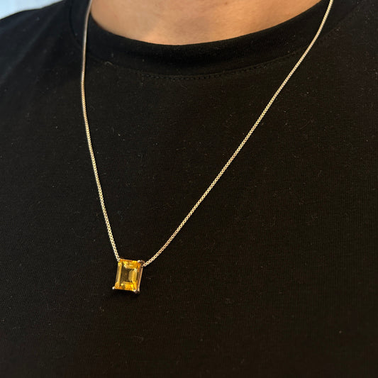 Colar Solitário Citrino 10x8