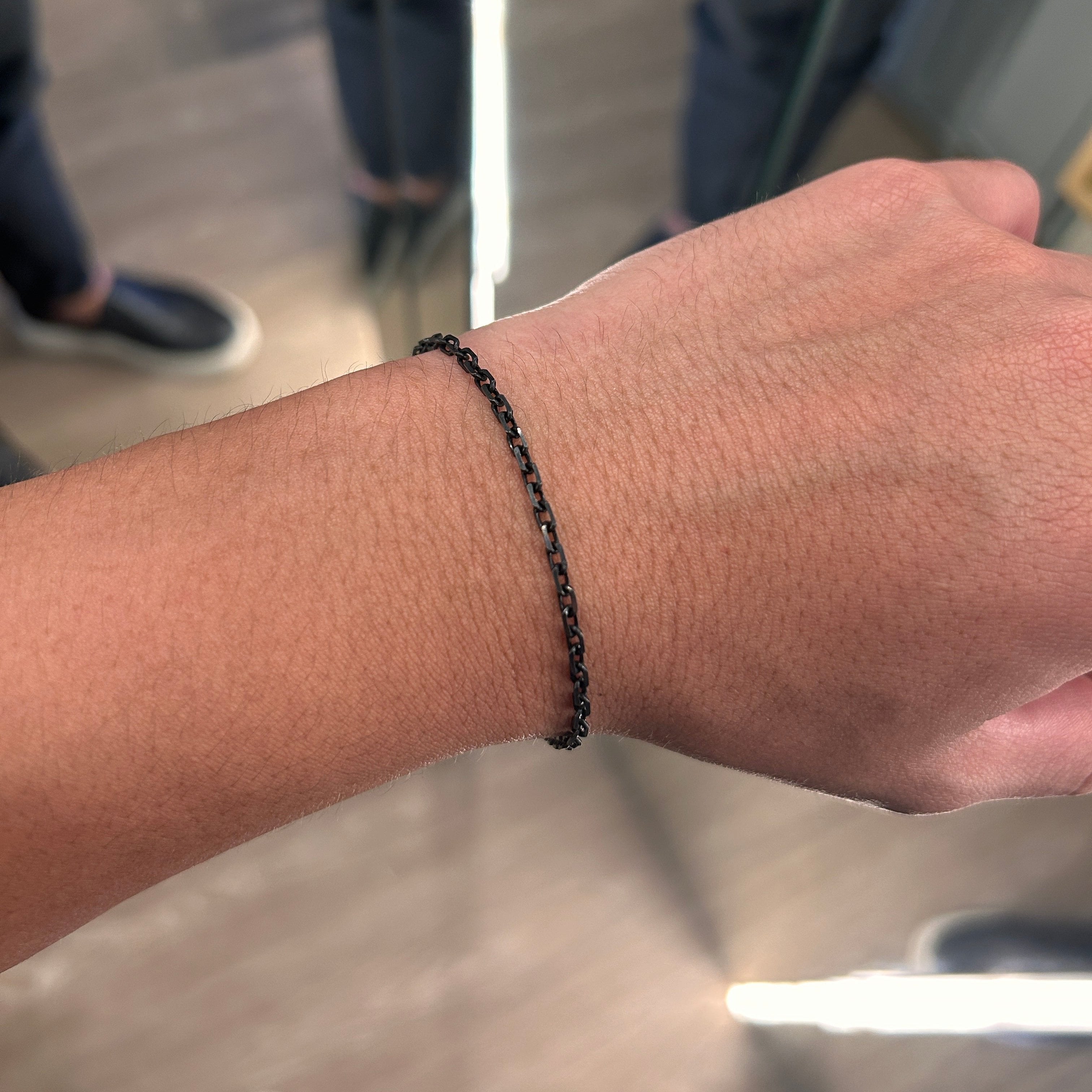 Pulseira Prata Cadeado com Ródio Negro