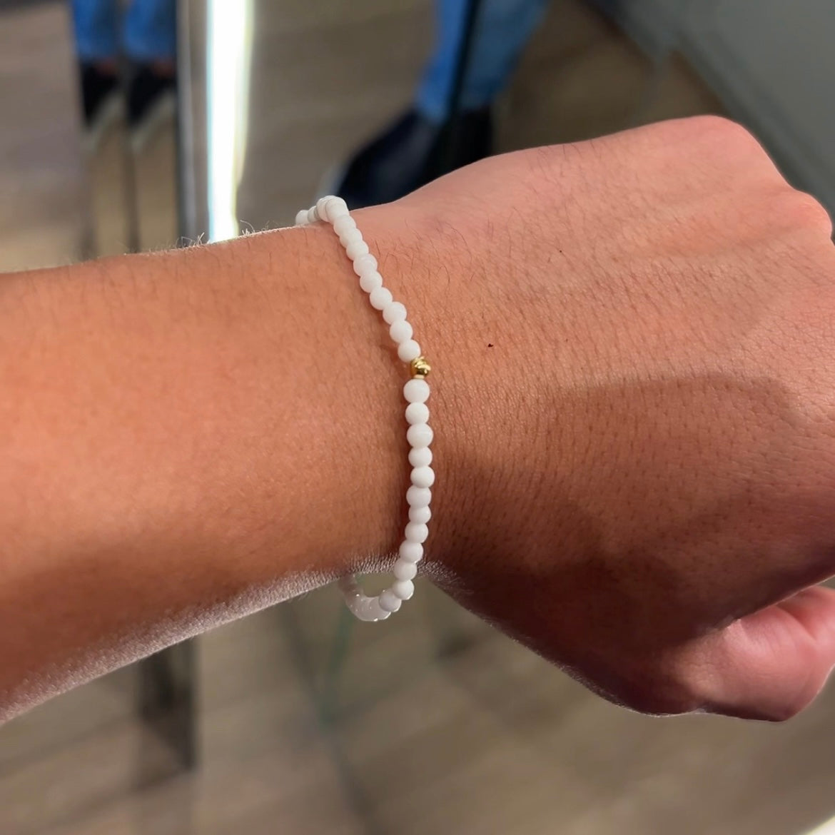 Pulseira Facetada 3mm com Esfera Ouro 18k Central