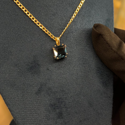 Colar Solitário Topázio Londrino 10x10 Garra Octagonal