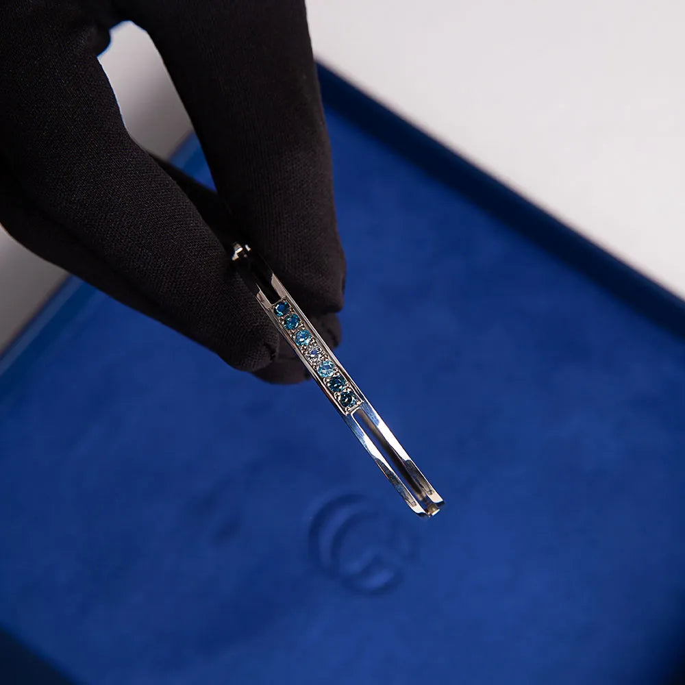 Pulseira Aro Cravação Central Topázios Degradê