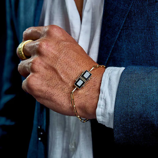 Pulseira Cadeado Ouro 18k Gaveta com Ônix
